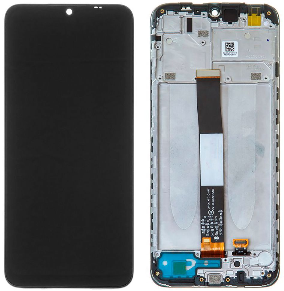 Дисплей (экран) Xiaomi Redmi 9a, Redmi 9c, Poco C3, Redmi 9AT (M2006C3LG, M2006C3MG, M2006C3MII) с тачскрином и рамкой в сборе, черный
