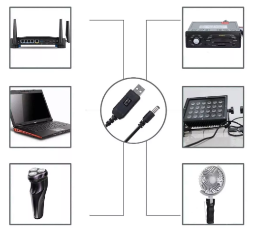 USB кабель для роутера / маршрутизатора с преобразованием напряжения с 5V на 12V 0.5А 5.5 х 2.1 мм DC