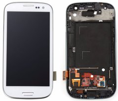 Дисплей (экран) Samsung i9300, i9305, i9301 TFT с тачскрином и рамкой в сборе, белый