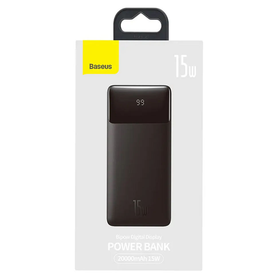 Power Bank Baseus Bipow Digital Display 15W повербанк 20000 mAh, чорний