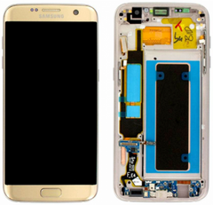 Дисплей (экран) Samsung G935F, G935FD, G9350, G935W8 Galaxy S7 Edge OLED с тачскрином и рамкой в сборе, золотистый