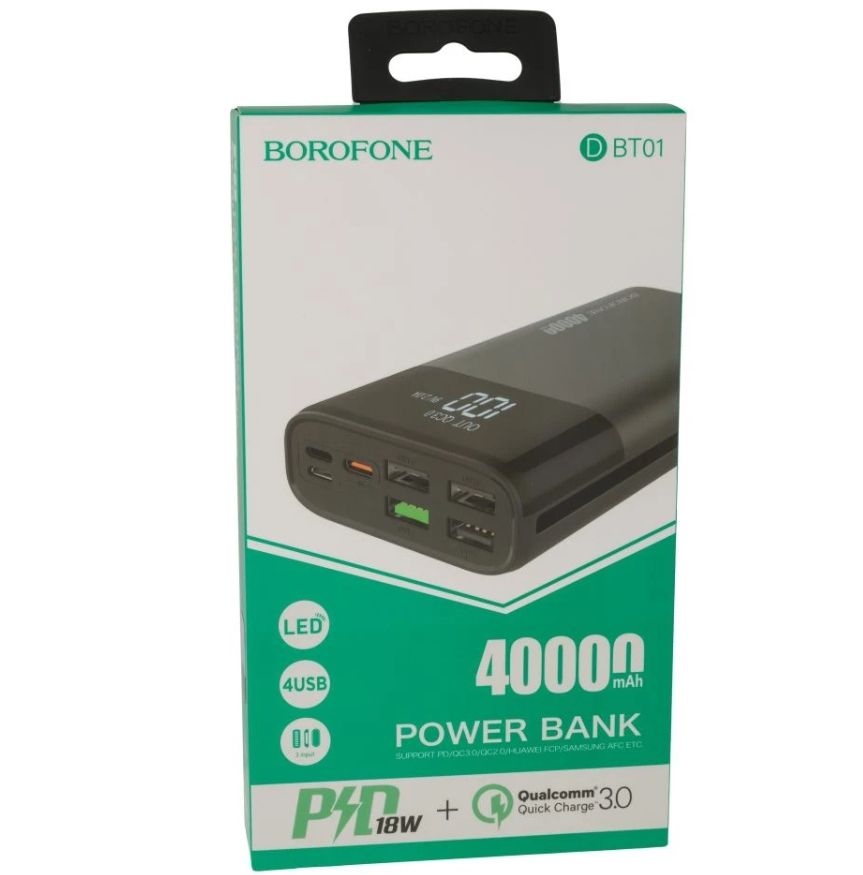 Power Bank Borofone BT01 PD повербанк 40000 mAh, чорний