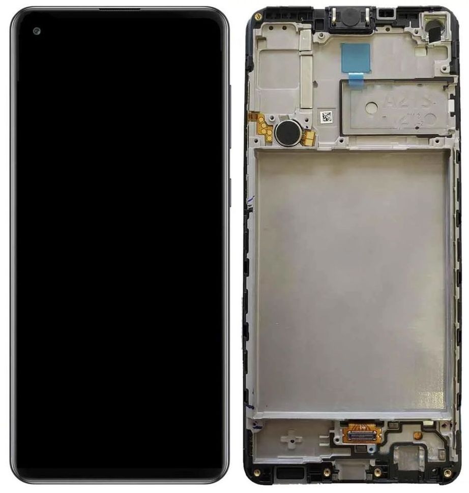 Дисплей (экран) Samsung A217, A217F Galaxy A21s (2020) с тачскрином и рамкой в сборе копия, черный