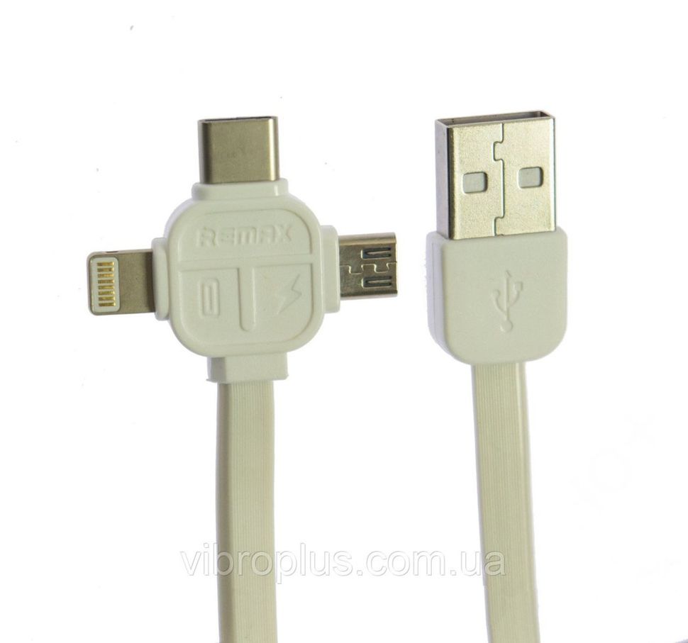 USB-кабель Remax RC-066th Lightning+Micro USB+Type C, белый