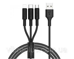 USB-кабель Hoco X25 Soarer Lightning+Type-C+Micro USB , черный