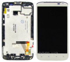 Дисплей (екран) HTC X315e Sensation XL G21 з тачскріном і рамкою в зборі, білий