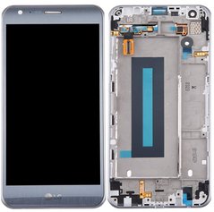 Дисплей (экран) LG K580 X Cam с тачскрином и рамкой в сборе, серебристый Titan Silver