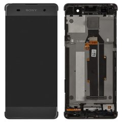 Дисплей (экран) Sony F3111 Xperia XA, F3112, F3113, F3115, F3116 с тачскрином и рамкой в сборе ORIG, серый (черный)