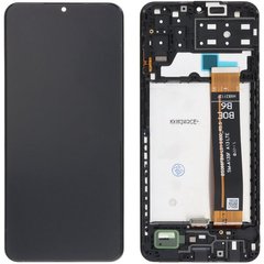 Дисплей Samsung A135F Galaxy A13 4G, M135F Galaxy M13 с тачскрином и рамкой, черный