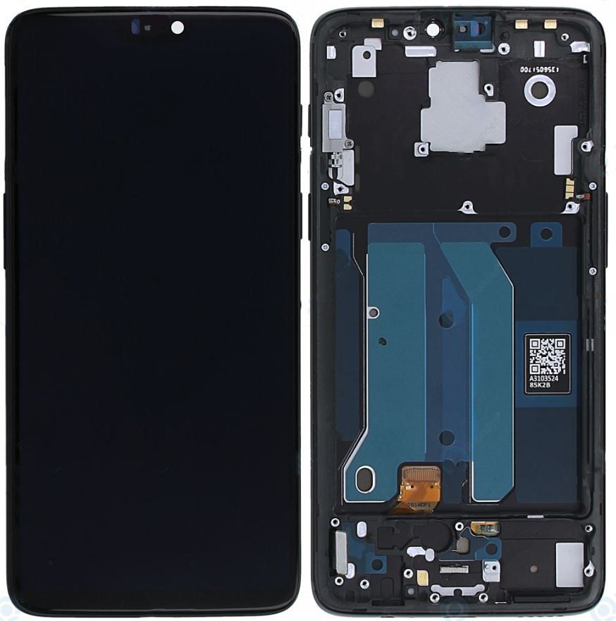 Дисплей (экран) OnePlus 6 A6003 Amoled с тачскрином и рамкой в сборе ORIG, черный