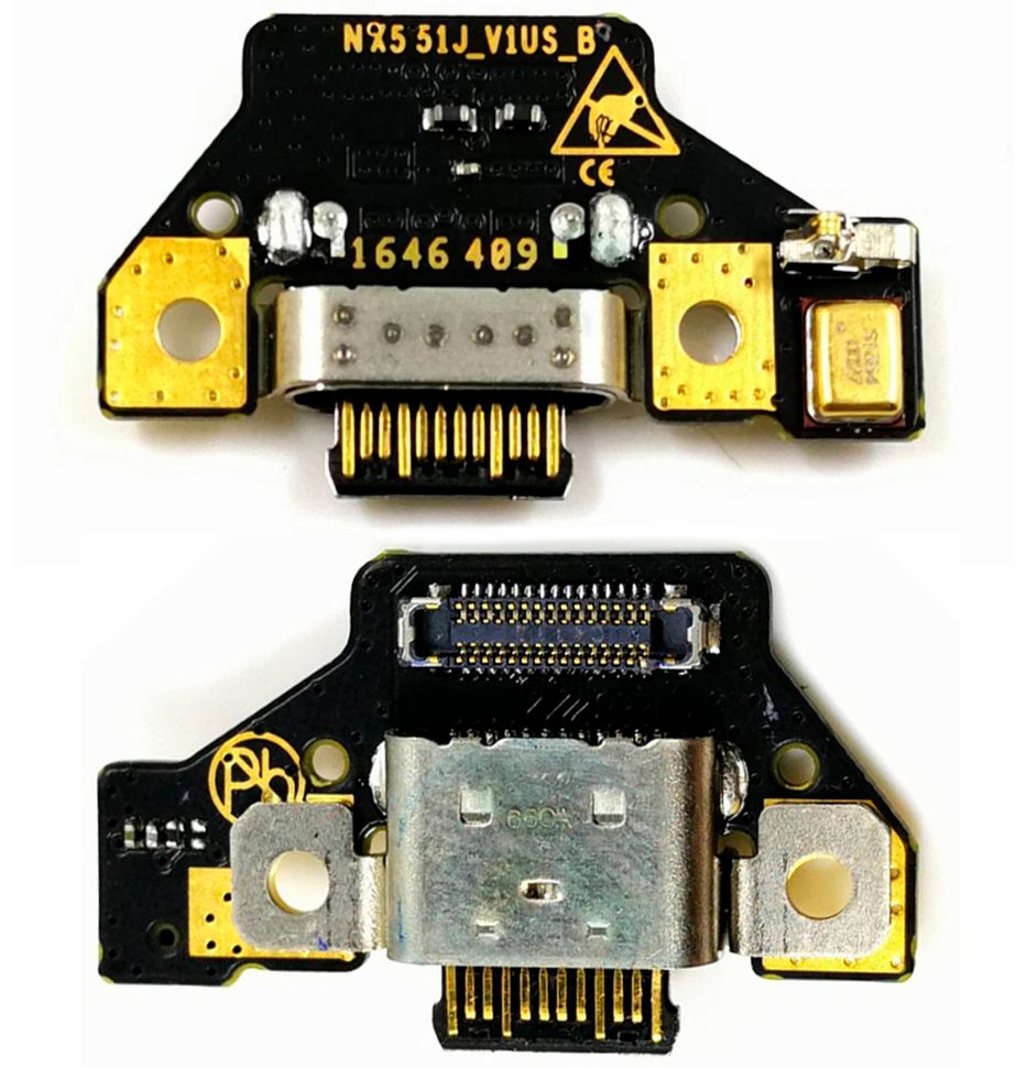 Нижняя плата ZTE Nubia M2 (NX551J) с разъемом зарядки и микрофоном