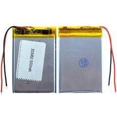 Универсальная аккумуляторная батарея (АКБ) 2pin, 3.0 X 34 X 50 мм (303450, 033450), 500 mAh
