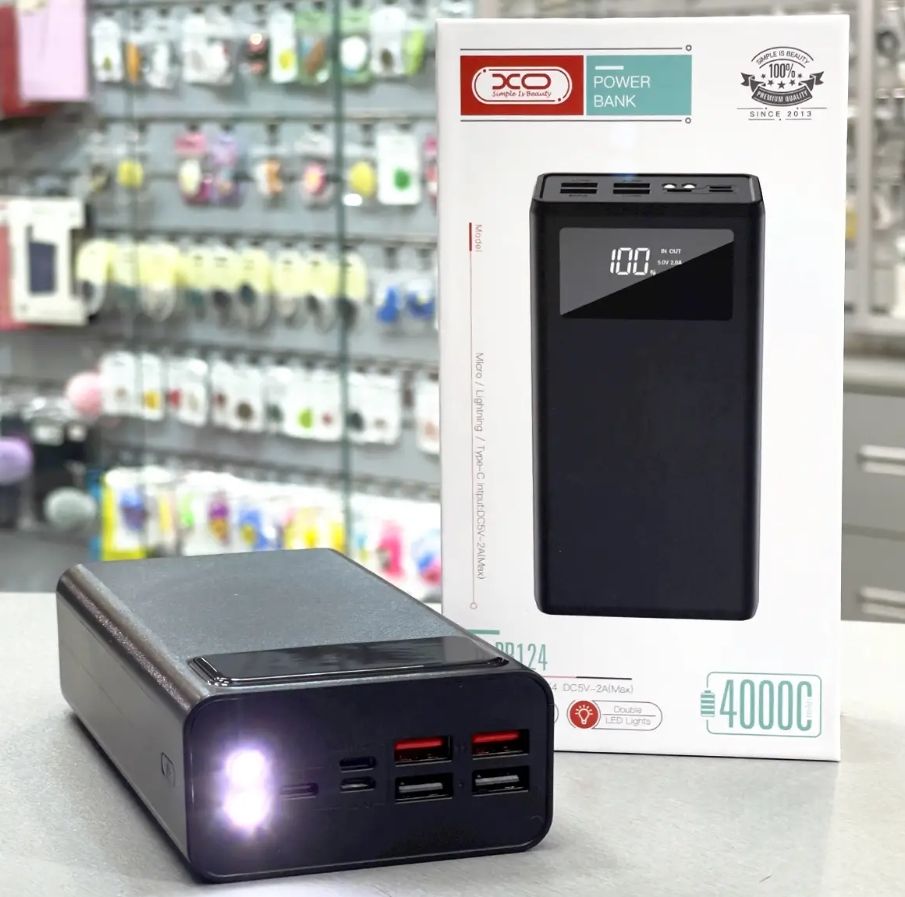Power Bank XO PR124 Digital Display повербанк 40000 mAh, чорний