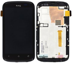 Дисплей (экран) HTC Desire X T328e с тачскрином и рамкой в сборе, черный