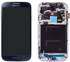 Дисплей (экран) Samsung i9500, i9505 Galaxy S4 с тачскрином и рамкой в сборе ORIG, синий