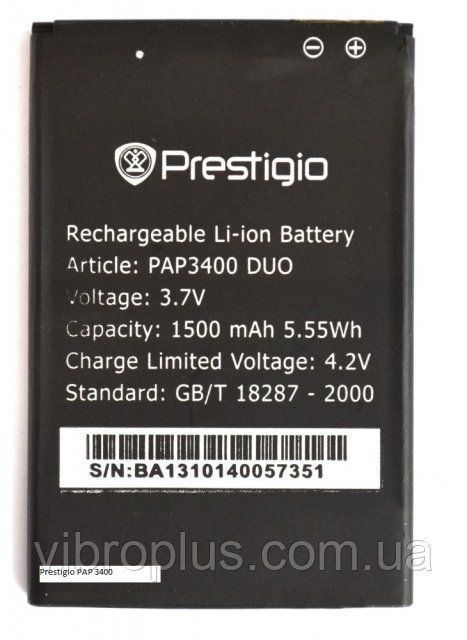 Акумуляторна батарея (АКБ) Prestigio PAP3400 Duo для MultiPhone 3400 1500 mAh