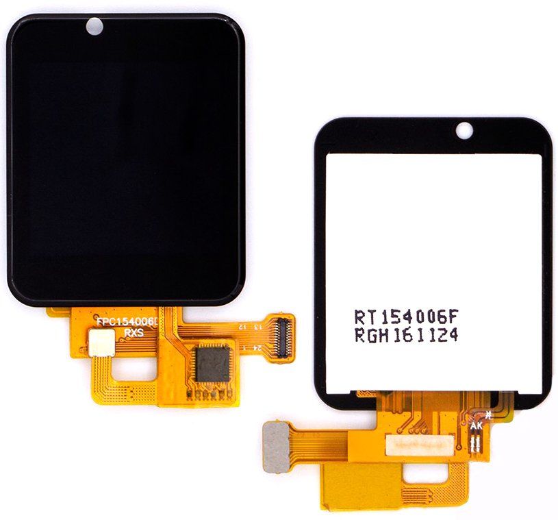 Дисплей (экран) для смарт часов Smart Watch DZ09 (p/n: W8-V1-FPC FPC154006D0RXS XRM1542422) с тачскрином в сборе, черный