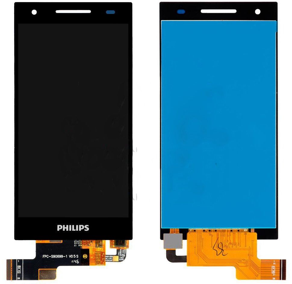Дисплей (екран) Philips S396 з тачскріном в зборі, чорний