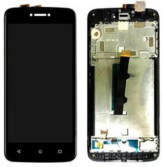 Дисплей (экран) Motorola XT1750 Moto C с тачскрином и рамкой в сборе, черный