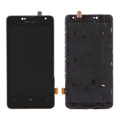 Дисплей (экран) Microsoft Lumia 430 Dual Sim (RM-1099) с тачскрином и рамкой в сборе, черный