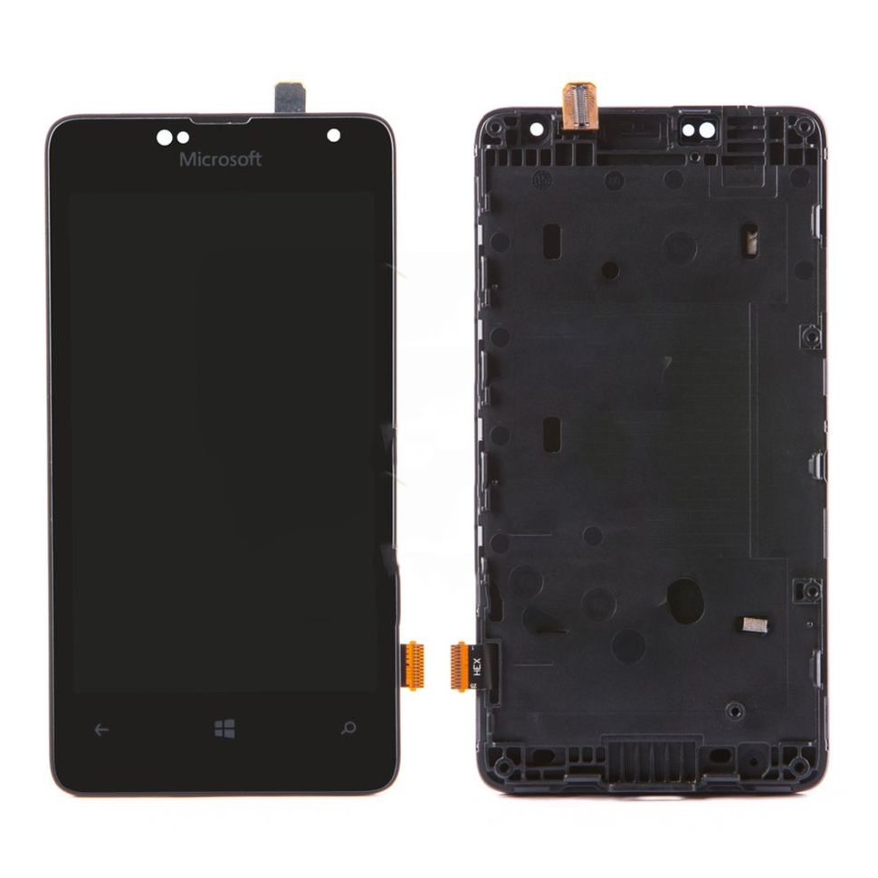 Дисплей (екран) Microsoft Lumia 430 Dual Sim (RM-1099) з тачскріном і рамкою в зборі, чорний
