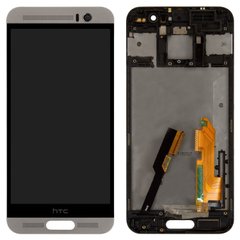 Дисплей (экран) HTC One M9 Plus с тачскрином и серой рамкой в сборе, черный Gunmetal Gray