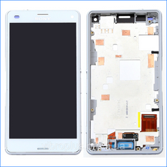 Дисплей (экран) Sony D5803, D5833 Xperia Z3 Compact с тачскрином и рамкой в сборе, белый