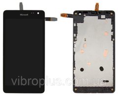 Дисплей (экран) Microsoft 535, 535 Lumia Dual Sim (CT2C1607FPC-A1) с тачскрином и рамкой в сборе, черный