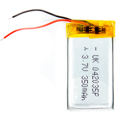Универсальная аккумуляторная батарея (АКБ) 2pin, 4.0 x 20 x 35 мм (042035), 350 mAh