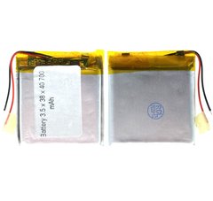 Универсальная аккумуляторная батарея (АКБ) 2pin, 3.5 X 38 X 40 мм (353840, 403835), 700 mAh