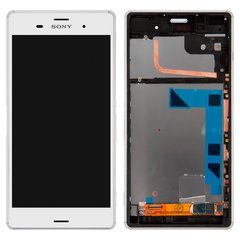 Дисплей (экран) Sony D6603 Xperia Z3 D6643, D6653, D6616, SO-01G, SOL26 с тачскрином и рамкой в сборе, белый