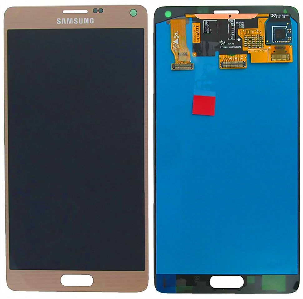 Дисплей (екран) Samsung N910 Galaxy Note 4, N910F, N910U Super Amoled з тачскріном в зборі ORIG, золотистий