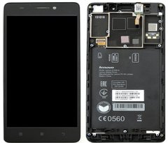 Дисплей (экран) Lenovo A7000 Plus, A7000 Turbo, K3 Note K50a40, K50-T3s, K50-T5 с тачскрином и рамкой в сборе, черный