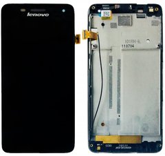 Дисплей (экран) Lenovo S660, S668T с тачскрином и рамкой в сборе, черный
