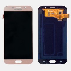 Дисплей (экран) Samsung A720F, A720DS Galaxy A7 (2017) AMOLED с тачскрином в сборе ORIG, розовый