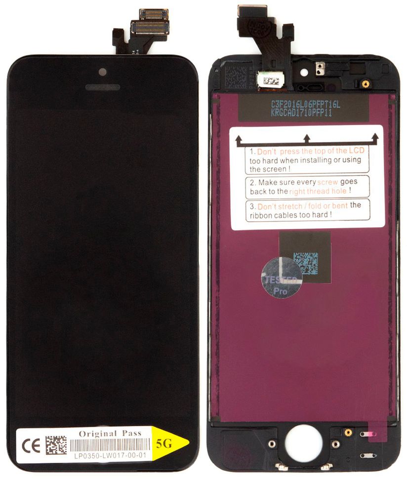 Дисплей (экран) Apple iPhone 5 с тачскрином и рамкой в сборе (Original China Refurbished), черный