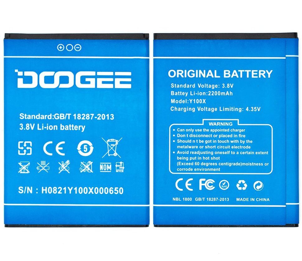 Аккумуляторная батарея (АКБ) Doogee Y100X Nova, 2200 mAh