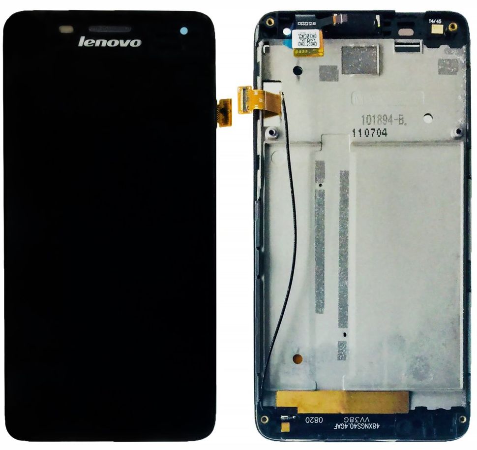 Дисплей (екран) Lenovo S660, S668T з тачскріном і рамкою в зборі, чорний
