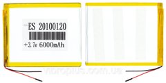 Универсальная аккумуляторная батарея (АКБ) 2pin, 2.0 X 100 X 120 мм (20100120, 12010020), 6000 mAh