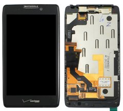 Дисплей (экран) Motorola XT925 RAZR HD с тачскрином и рамкой в сборе, черный