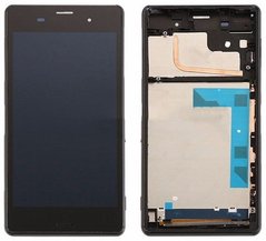 Дисплей (экран) Sony D6633 Xperia Z3 Dual Sim с тачскрином и рамкой в сборе, черный