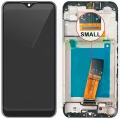 Дисплей Samsung A015 Galaxy A01, M015 Galaxy M01 с тачскрином и рамкой (с узким разъемом, с датчиком приближения и освещения), черный