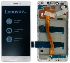 Дисплей (экран) Lenovo K53a48 K6 Note с тачскрином и рамкой в сборе, белый