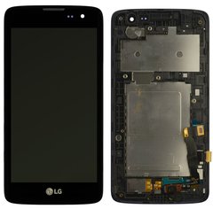 Дисплей (экран) LG X210 K7 с тачскрином и рамкой в сборе, черный
