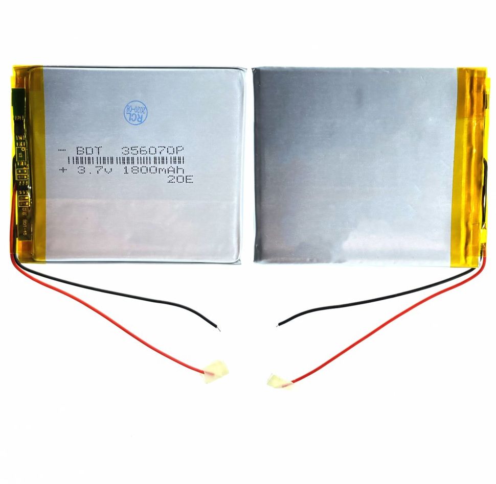 Универсальная аккумуляторная батарея (АКБ) 2pin, 3.5 X 60 X 70 мм (356070), 1800 mAh