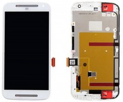 Дисплей (екран) Motorola XT1063 Moto G (2nd Gen), XT1064, XT1068, XT1069 з тачскріном і рамкою в зборі, білий