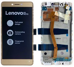 Дисплей (экран) Lenovo K53a48 K6 Note с тачскрином и рамкой в сборе, золотистый