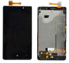 Дисплей (экран) Nokia 820 Lumia с тачскрином и рамкой в сборе ORIG, черный