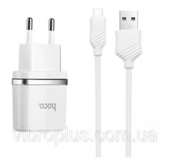 Мережевий зарядний пристрій Hoco C11 Smart, кабель Micro USB, білий