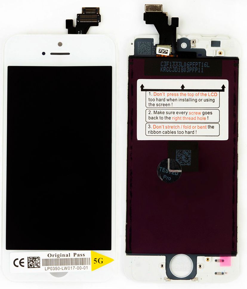 Дисплей (екран) Apple iPhone 5 з тачскріном і рамкою в комплекті (Original China Refurbished), білий
